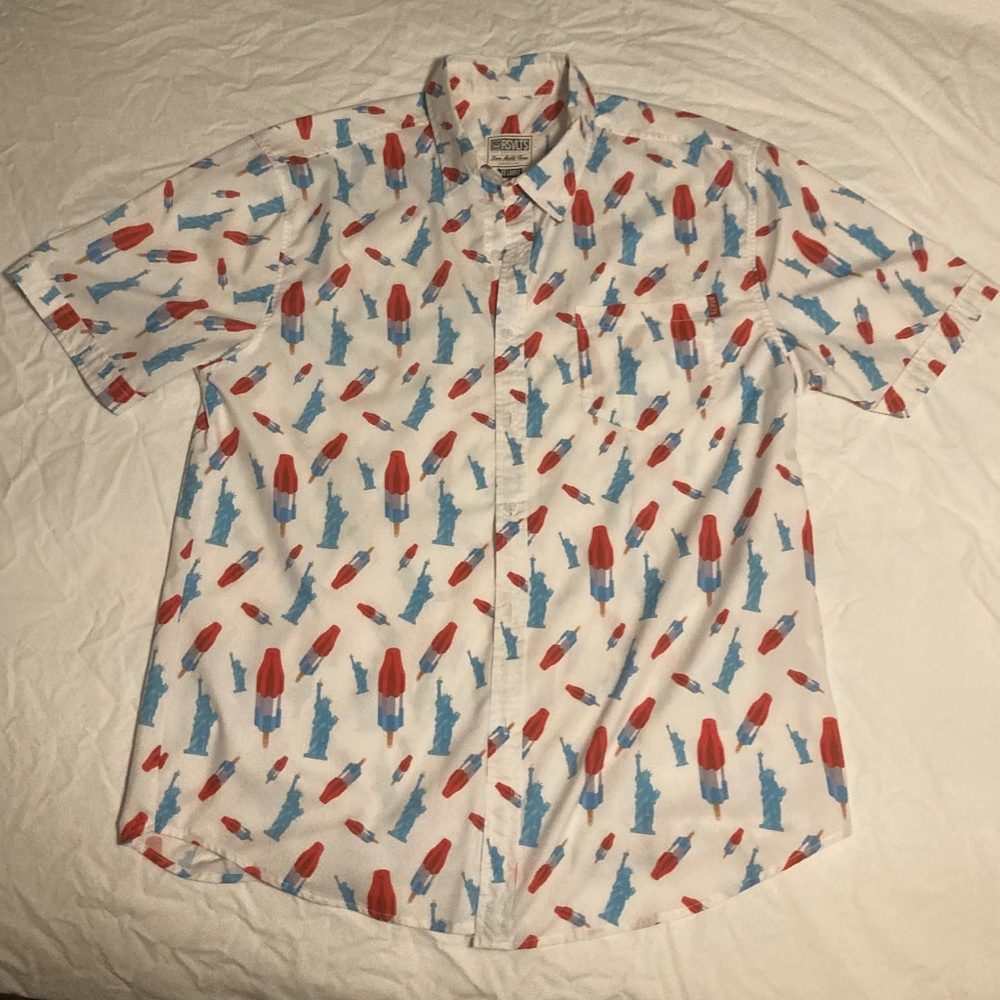 RSVLTS shirt XXL button up 4th of July bomb pop Statue of Liberty shirt KUNUFLEX